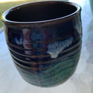 Ceramic Pottery One of a kind Blue Green Colors signed by Artist Taos